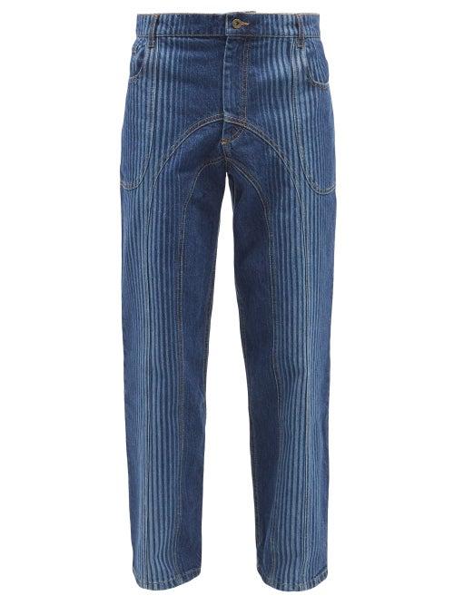 Ahluwalia - Stripe-wash Relaxed-leg Jeans - Mens - Blue