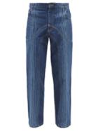 Ahluwalia - Stripe-wash Relaxed-leg Jeans - Mens - Blue