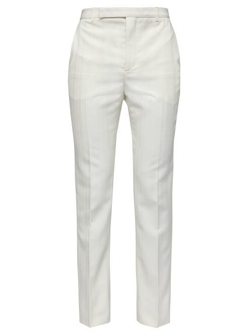 Saint Laurent - Striped Tuxedo Trousers - Mens - Cream