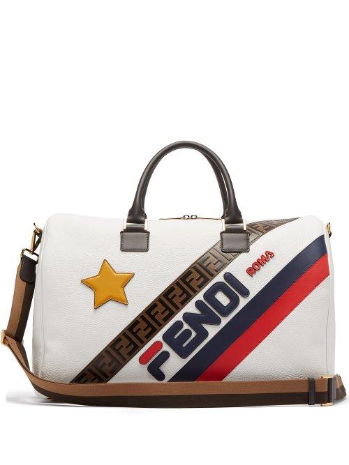 Matchesfashion.com Fendi - Mania Logo Appliqu Leather Holdall - Womens - White Multi