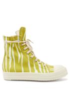 Rick Owens Drkshdw - Stripe-print Organic Cotton-canvas Trainers - Mens - Yellow White