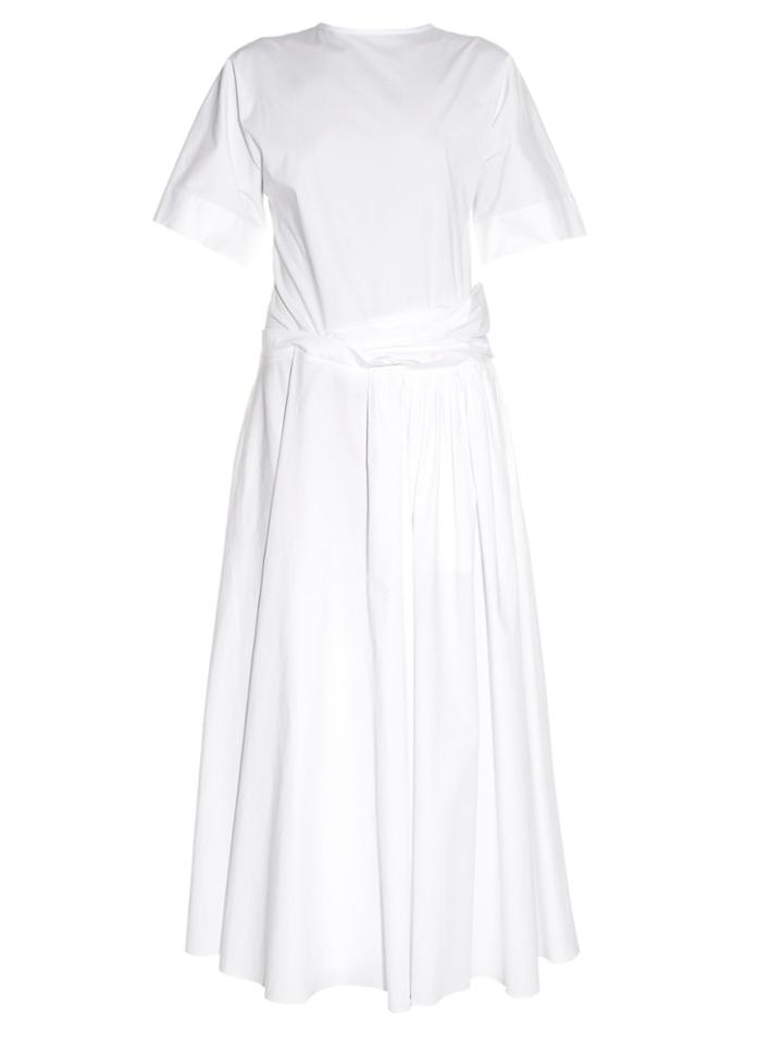 Rochas Drop-waist Stretch-cotton Poplin Dress