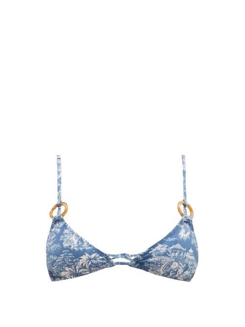 Matchesfashion.com Belize - Maya Tropical Print Bikini Top - Womens - Blue Print