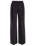 Matchesfashion.com Acne Studios - High Rise Fine Corduroy Cotton Blend Trousers - Womens - Navy
