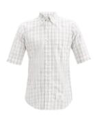 Thom Browne - Checked Cotton Short-sleeved Shirt - Mens - Grey