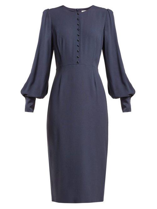 Matchesfashion.com Goat - Henessy Crepe Pencil Dress - Womens - Navy