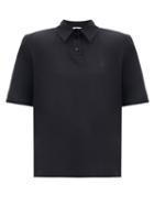 Matchesfashion.com The Attico - Padded-shoulder Cotton-jersey Polo Shirt - Womens - Black