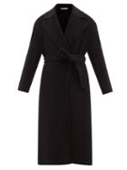 Another Tomorrow - Double-breasted Merino-wool Midi Coat - Womens - Black