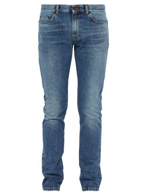 Matchesfashion.com Saint Laurent - Mid Rise Skinny Jeans - Mens - Blue