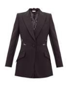Matchesfashion.com Alexander Mcqueen - Lace-inset Single-breasted Wool-blend Crepe Jacket - Womens - Black