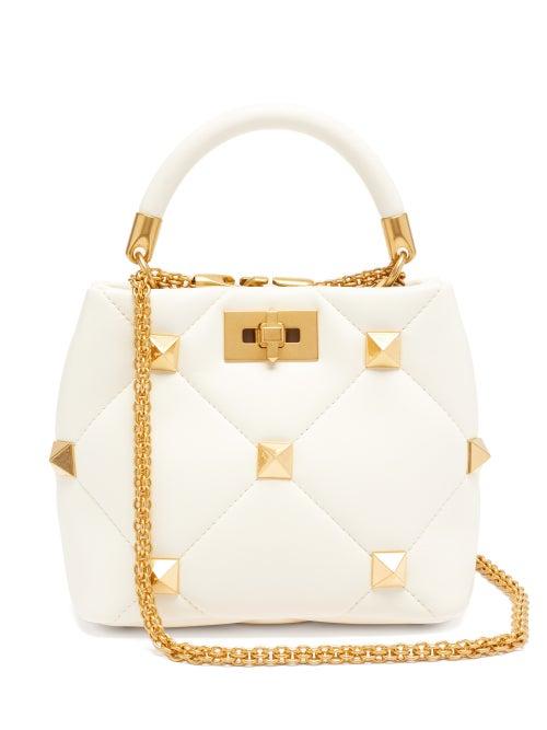 Matchesfashion.com Valentino Garavani - Roman Stud Quilted-leather Cross-body Bag - Womens - Ivory