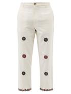 Harago - Kutch-embroidered Handwoven-cotton Trousers - Mens - White Multi