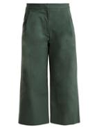 Matchesfashion.com Adam Lippes - High Waisted Stretch Cotton Culottes - Womens - Green