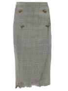 Matchesfashion.com Vetements - Raw Edge Prince Of Wales Checked Pencil Skirt - Womens - Grey Multi