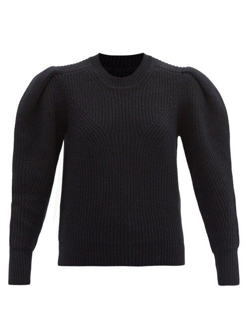 Matchesfashion.com Isabel Marant - Robin Pleated-sleeve Ribbed Merino-blend Sweater - Womens - Black