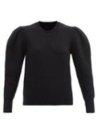 Matchesfashion.com Isabel Marant - Robin Pleated-sleeve Ribbed Merino-blend Sweater - Womens - Black