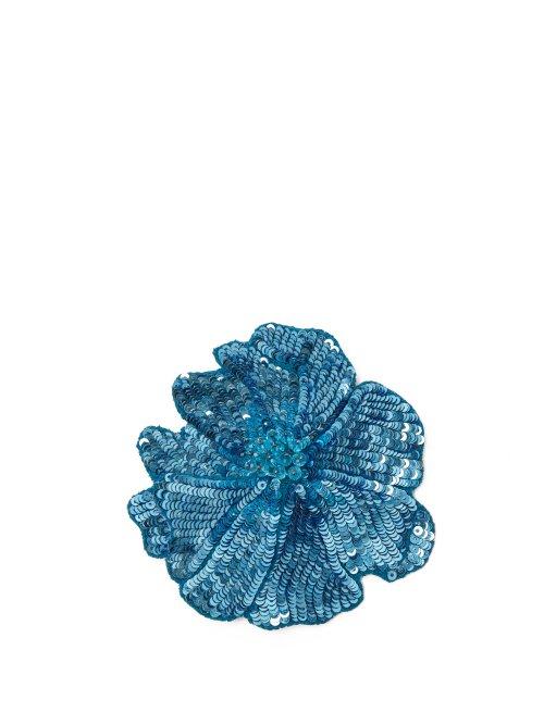 Matchesfashion.com Racil - Sequin Flower Brooch - Womens - Blue