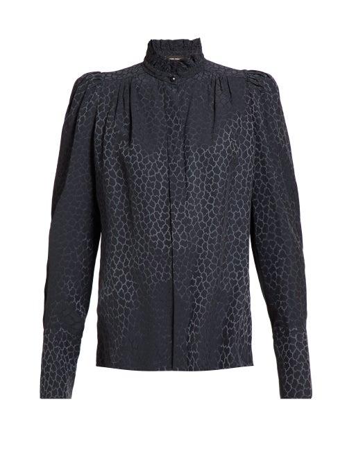Matchesfashion.com Isabel Marant - Lamia Silk Blend Blouse - Womens - Dark Grey