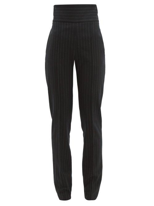Matchesfashion.com Alexandre Vauthier - High Waist Pinstripe Wool Blend Trousers - Womens - Black Multi