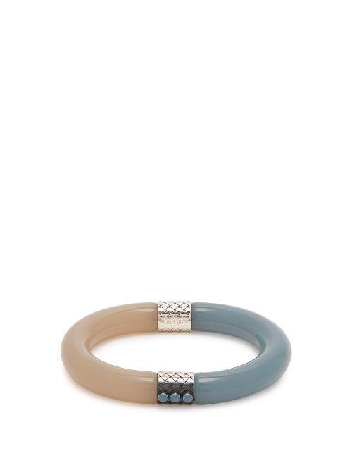 Matchesfashion.com Bottega Veneta - Two Tone Resin Bracelet - Womens - Blue