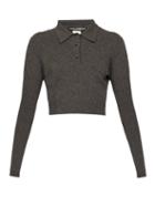 Matchesfashion.com Dolce & Gabbana - Cropped Cashmere Polo Shirt - Womens - Dark Grey