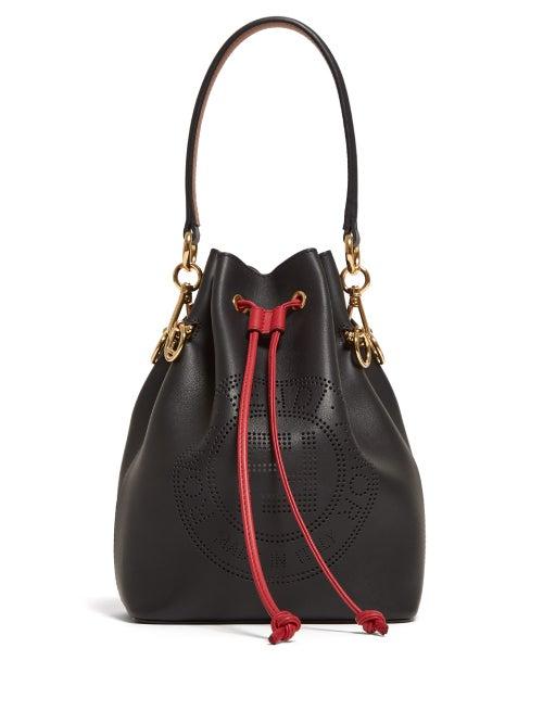 Matchesfashion.com Fendi - Mon Tresor Perforated Logo Leather Bucket Bag - Womens - Black Multi