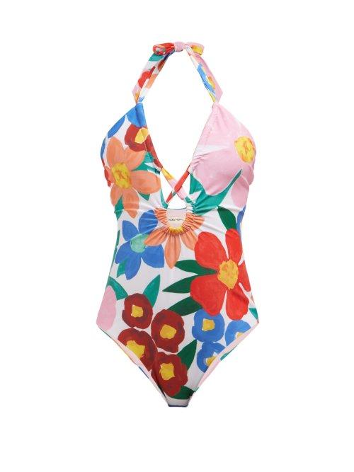 Matchesfashion.com Mara Hoffman - Aya Floral Print Swimsuit - Womens - White Print