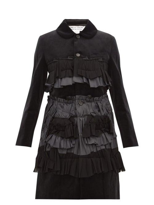 Matchesfashion.com Comme Des Garons Comme Des Garons - Ruffled Velvet Coat - Womens - Black