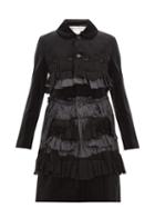Matchesfashion.com Comme Des Garons Comme Des Garons - Ruffled Velvet Coat - Womens - Black