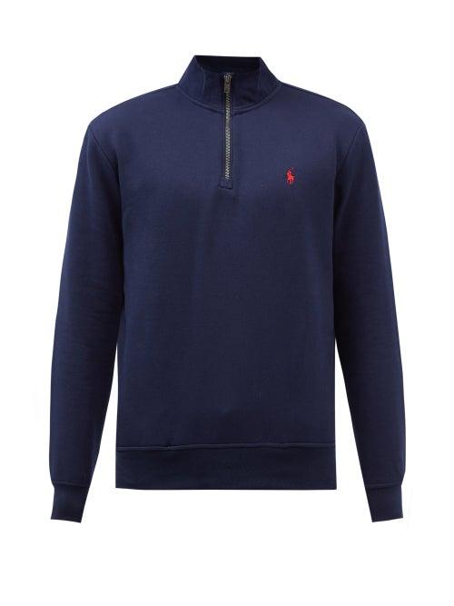 Polo Ralph Lauren - Logo-embroidered Zipped Cotton-blend Sweatshirt - Mens - Navy