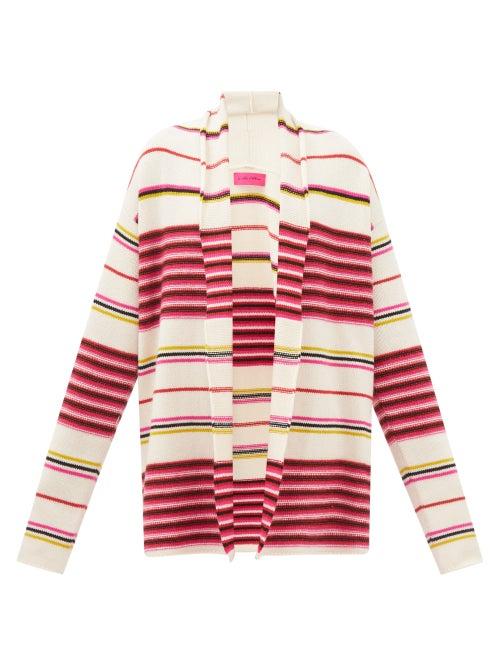 The Elder Statesman - Striped Cashmere Cardigan - Womens - White Multi