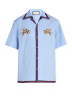 Matchesfashion.com Gucci - Flying Tigers Bowling Shirt - Mens - Blue