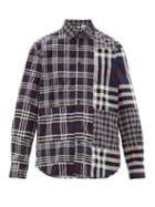 Matchesfashion.com Burberry - Patchwork Check Cotton Shirt - Mens - Navy
