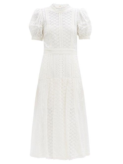 Matchesfashion.com Self-portrait - Open-back Broderie-anglaise Cotton Dress - Womens - White
