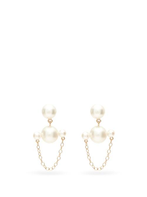 Matchesfashion.com Sophie Bille Brahe - Lever Du Soleil Pearl & 14kt Gold Earrings - Womens - Pearl