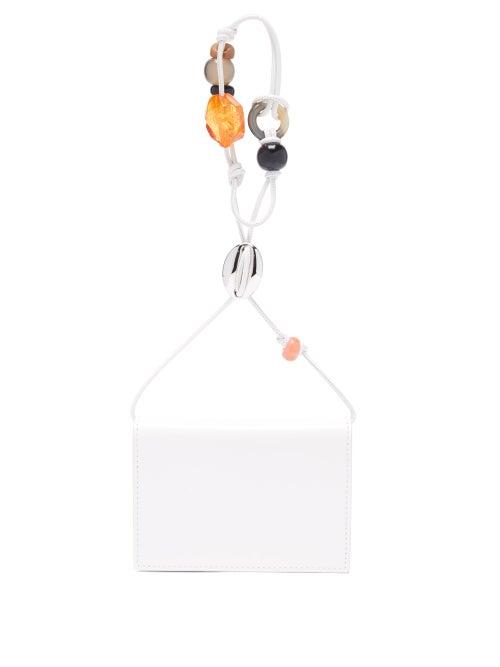 Matchesfashion.com Jil Sander - Beaded-strap Leather Wallet Bag - Womens - White