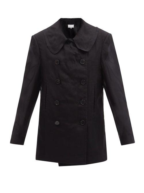 Matchesfashion.com Maison Margiela - Silk-organza Overlay Cotton Peacoat - Womens - Black