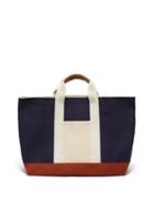 Matchesfashion.com Rue De Verneuil - Tool Xl Leather-trimmed Canvas Tote Bag - Womens - Navy Multi