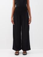 Three Graces London - Barbara Shirred-waistband Trousers - Womens - Black