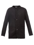 Valentino - Collarless Lurex-boucl Jacket - Mens - Black