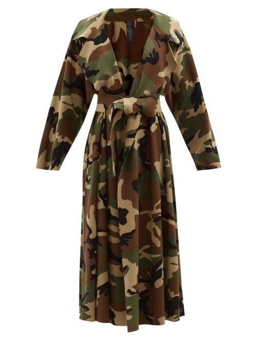 Norma Kamali - Camouflage-print Technical-jersey Trench Coat - Womens - Camouflage
