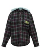 Matchesfashion.com Natasha Zinko - Hooded Checked Cotton Shirt - Womens - Green Multi