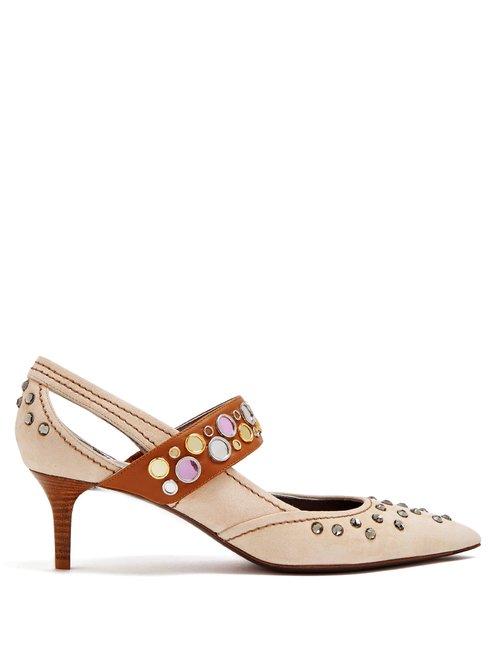 Matchesfashion.com Bottega Veneta - Embellished Leather Pumps - Womens - Light Pink