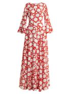 Rebecca De Ravenel Lola Polka-dot Print Bell-sleeved Dress