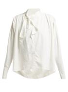 Matchesfashion.com Isabel Marant - Ugi Tie Neck Crepe Blouse - Womens - White