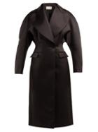 Matchesfashion.com Christopher Kane - Double Breasted Duchess Satin Coat - Womens - Black