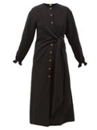 Matchesfashion.com Belize - Lea Tie-waist Crepe Midi Shirt Dress - Womens - Black