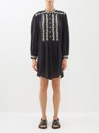 Isabel Marant Toile - Gena Embroidered Crinkled-cotton Mini Dress - Womens - Black