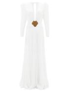 Matchesfashion.com Dundas - Plunge-neckline Silk-crepe Gown - Womens - White