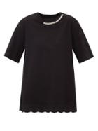 Matchesfashion.com Simone Rocha - Faux Pearl-embellished Cotton-jersey T-shirt - Womens - Black